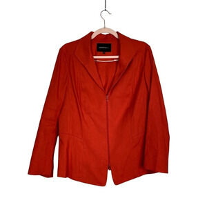 LAFAYETTE 148 NY Orange Linen Blazer Lightweight Summer Size 12